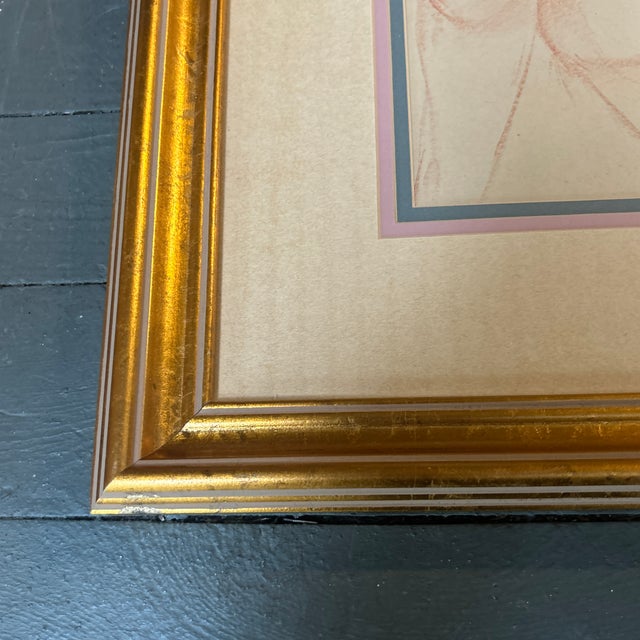 Abstract 1940’s Original Abstract Sepia Female Nude Figure Study Drawing For Sale - Image 3 of 4