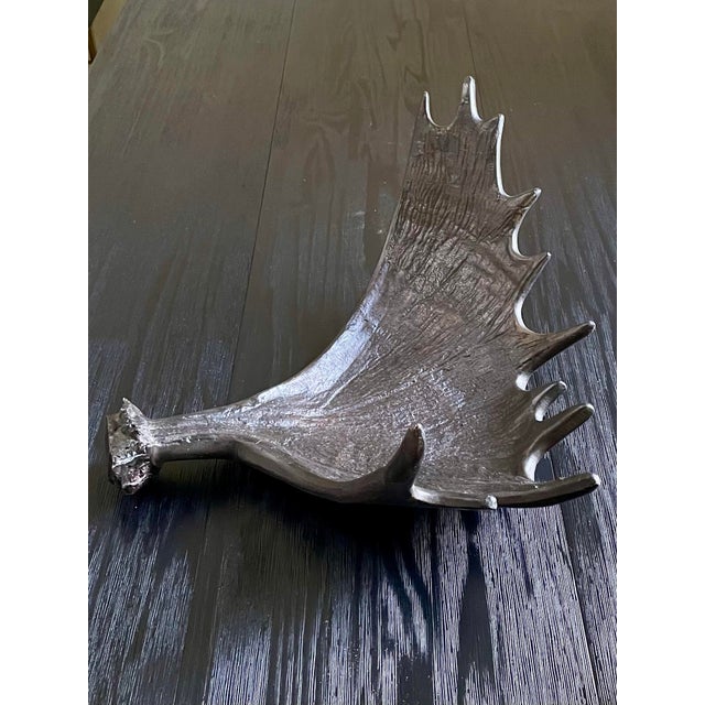 Vintage Moose Antler Centerpiece Tray, Bronze Metel For Sale In Palm Springs - Image 6 of 8