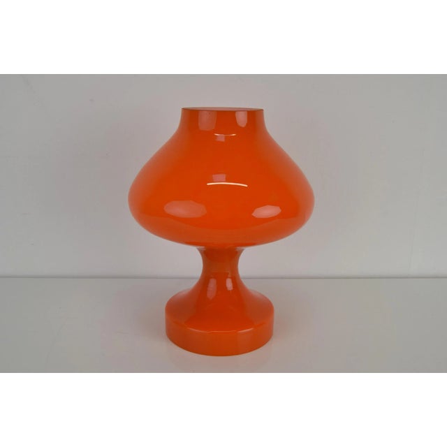 Orange Glass Table Lamp attributed to Valasske Mezirici, 1970s For Sale - Image 3 of 11