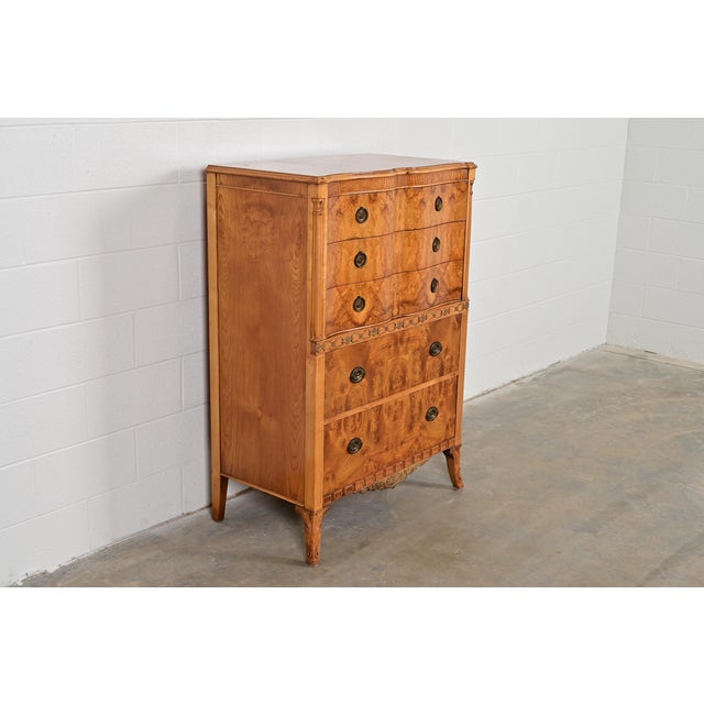 Romweber Romweber French Regency Louis XVI Burl Wood Highboy Dresser, Circa 1920s For Sale - Image 4 of 15