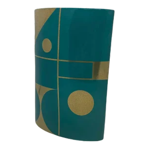 Jonathan Adler Teal Gold Santorini Althea Golden Eye Porcelain Vase