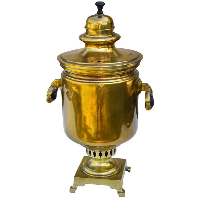 Early 20th Century Handmade & Dated Russian Brass Samovar With Stamps For Sale - Image 4 of 14