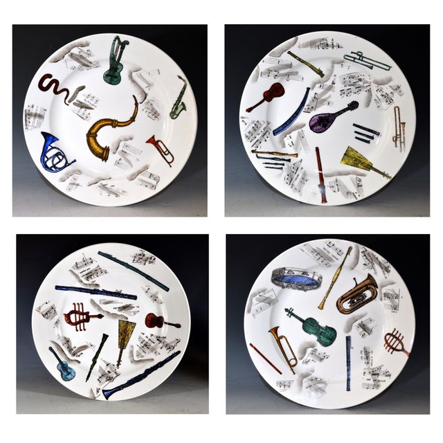Ceramic Early 1950s Piero Fornasetti Musical Pottery Plates - Set of 4 For Sale - Image 7 of 7