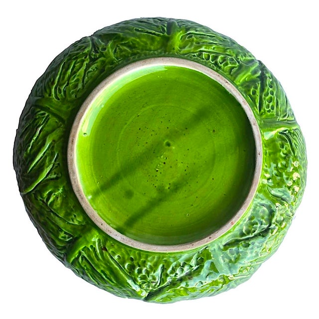 Vintage Vallauris French Majolica Trompe l'Oeil Cabbage Bowl For Sale - Image 11 of 11