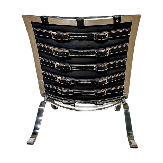 Animal Skin Arne Norell “Ari” Leather and Steel Lounge Chair, Sweden 1970 For Sale - Image 7 of 7