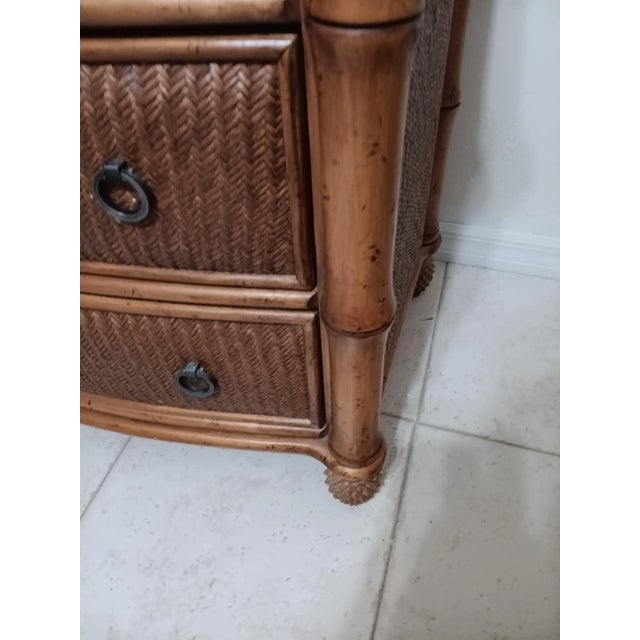 1980s 1980s Tropical Tommy Bahama Style Bachelor Chest Brown Wood 3 Drawer For Sale - Image 5 of 6