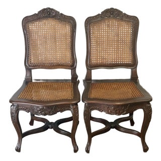 Early 20th Century Louis XV Hand Caned Chairs - Set of 2 For Sale