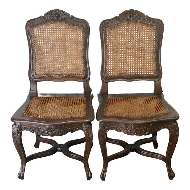 Early 20th Century Louis XV Hand Caned Chairs - Set of 2 For Sale