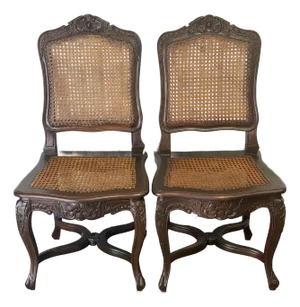Early 20th Century Louis XV Hand Caned Chairs - Set of 2