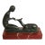 Antique Art Deco Bronze Sculpture "Woman Feeding Deer" on Red Marble Base 6.5"l X 5.5"h For Sale