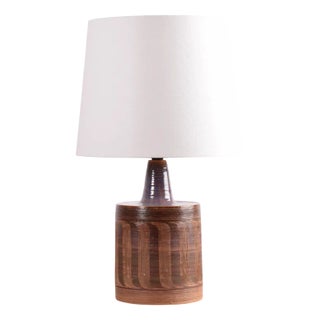 Mid-Century Danish Brown and Purple Striped Ceramic Table Lamp by Jytte Trebbien, 1960s For Sale