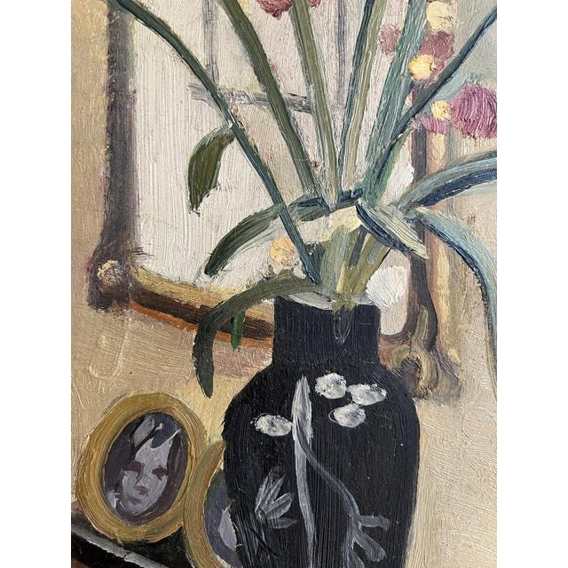 Gabriel Edouard Haberjahn, Nature morte aux fleurs et poteries, 1923, Oil on Cardboard, Framed For Sale - Image 8 of 14