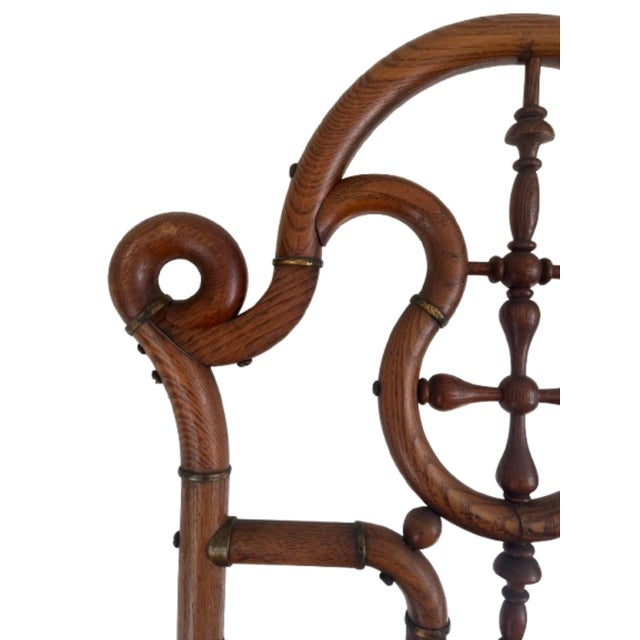 1900 - 1909 C. 1900 Victorian Oak Stick and Ball Ornate Easel Stand For Sale - Image 5 of 12