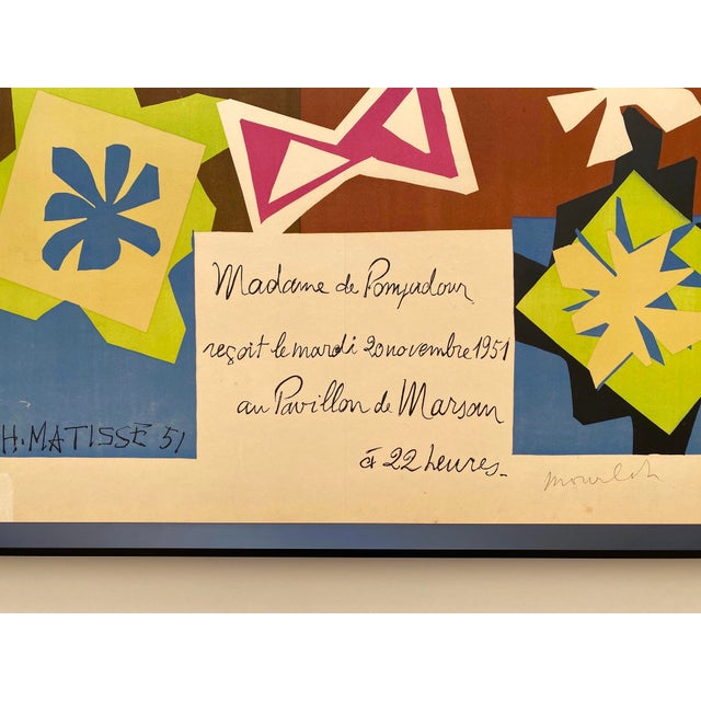Henri Matisse Vintage 1951 Mourlot Fine Art Lithograph Print " Madame De Pompadour " Framed French Mid Century Modernist Paris Poster For Sale - Image 10 of 18
