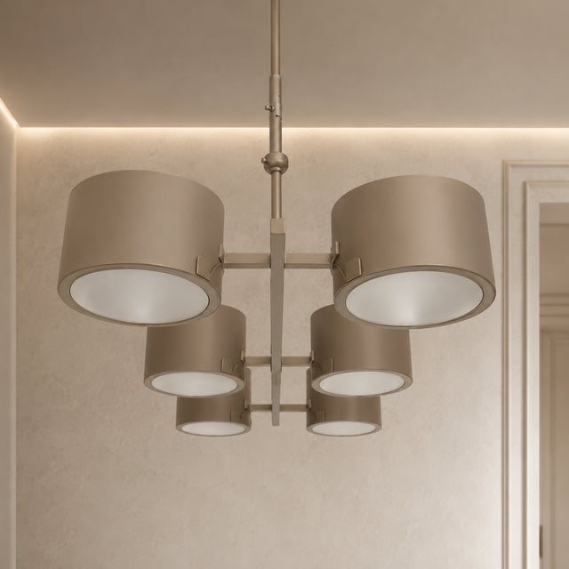 Gray Metal Gray Stilnovo Lelli Style Sputnik Chandelier Italian 6 Arms For Sale - Image 8 of 12