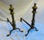 Antique Edwardian Turned Brass Andirons Cast Iron Stands For Sale - Image 4 of 7