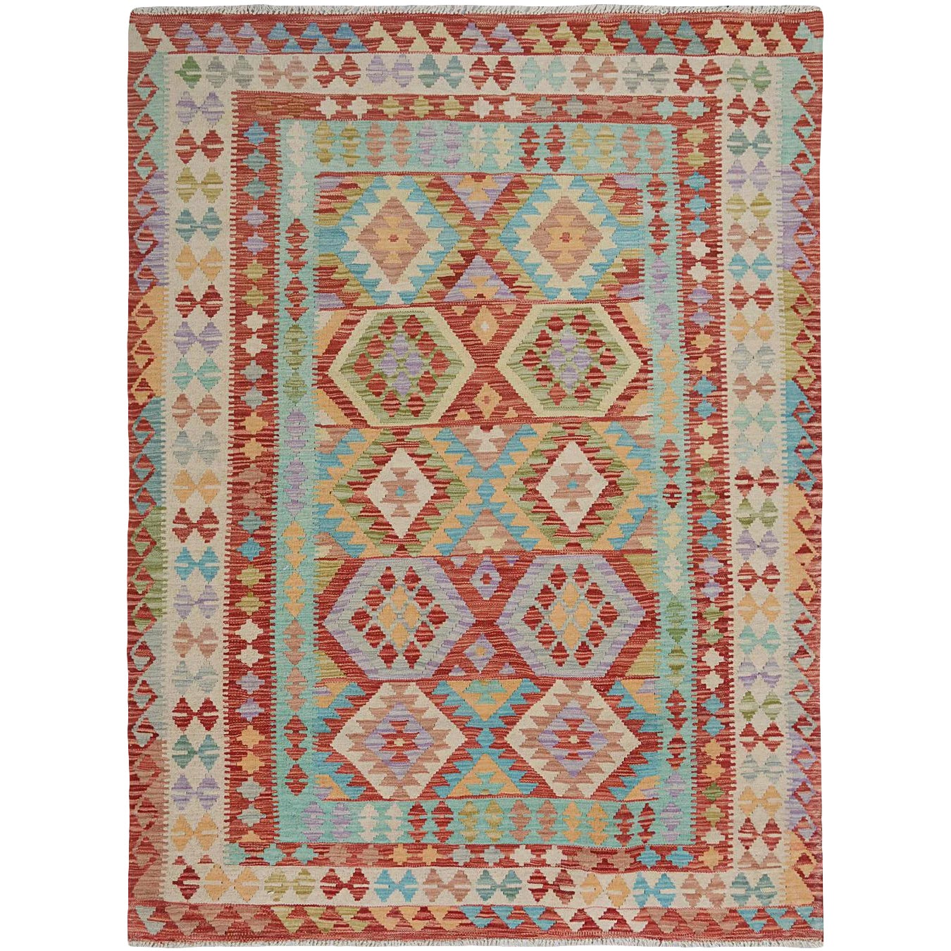 Hand Knotted Traditional Design Uzbek Rug. 5'1
