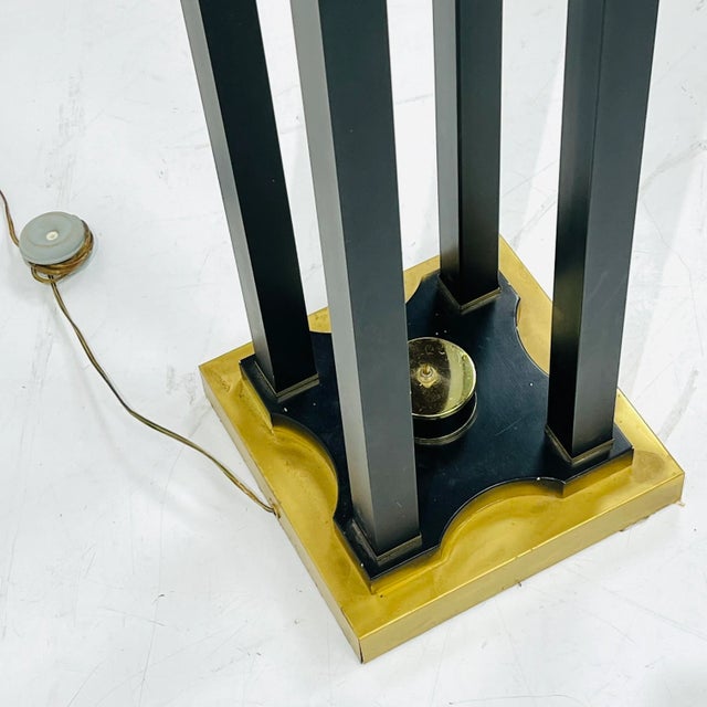 1980s Four Light Brass & Lucite Torchiere Floor Lamp For Sale - Image 9 of 12