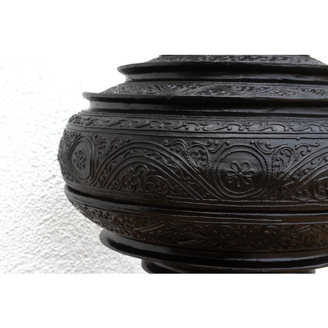 Carved Ebonized Burmese Ceremonial Vessel For Sale In Los Angeles - Image 6 of 11