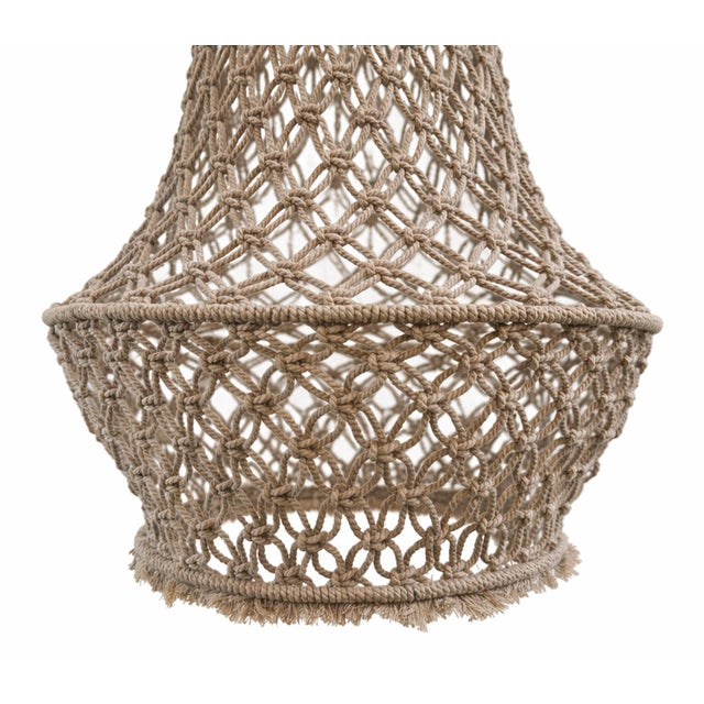 2020s Taupe Macrame Tara Boho Coastal Pendant Light Large For Sale - Image 5 of 10