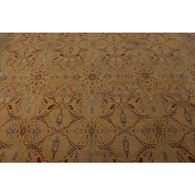 Rug & Kilim’s Tabriz Style Rug in Beige Gold Floral Pattern For Sale In New York - Image 6 of 8