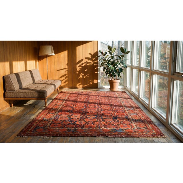 Mid 19th Century 1860s Red Floral Antique Central Asian Baluch-Turkman Ersari Rug 4'4" X 8'10" Handknotted Wool Carpet For Sale - Image 5 of 7