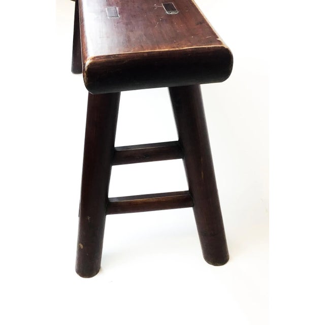 1910s Antique Wood Bench Modernist Chinese Style For Sale - Image 5 of 12