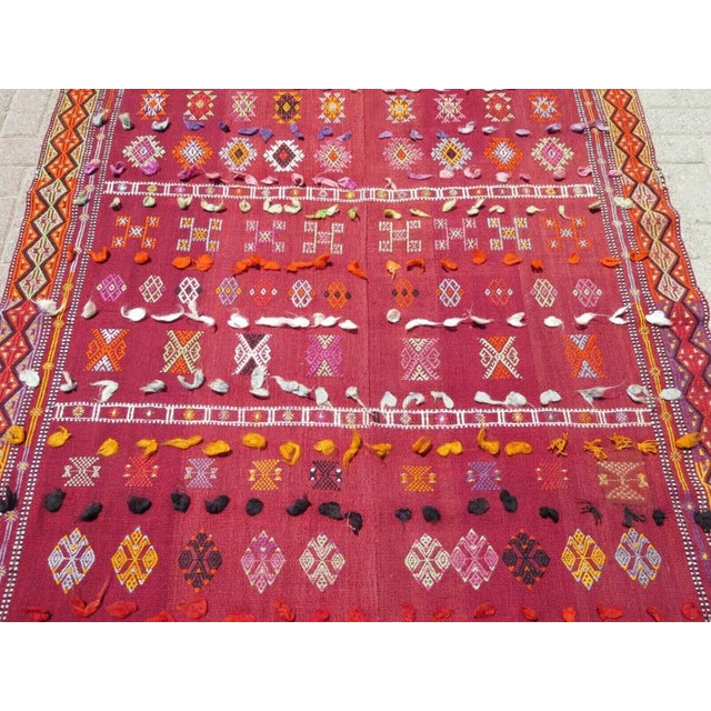 1960s Vintage Red Kilim Rug - 61"x112" For Sale - Image 4 of 12