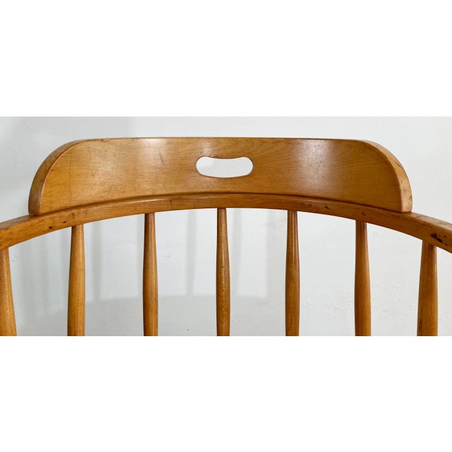 Vintage MCM Wood Bankers Chair For Sale - Image 10 of 12