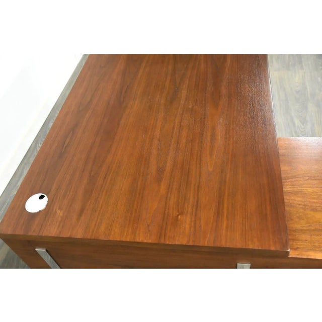 1960s Harvey Probber Walnut & Chrome L Shaped Desk For Sale - Image 5 of 13