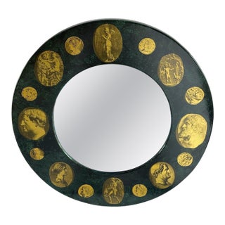 20th Century Gold Cammeo Round Mirror by Fornasetti For Sale