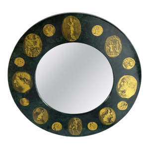 20th Century Gold Cammeo Round Mirror by Fornasetti