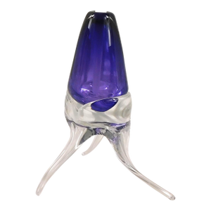 1980s Very Unusual Footed Purple Art Glass Perfume Bottle