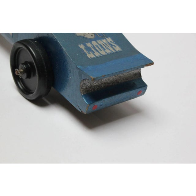 Vintage Hand-Crafted Wooden Model Car With Detriot Lions Graphics For Sale - Image 11 of 13