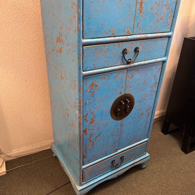 Chinese Inspired Cerulean Wedding Cabinet For Sale - Image 12 of 12