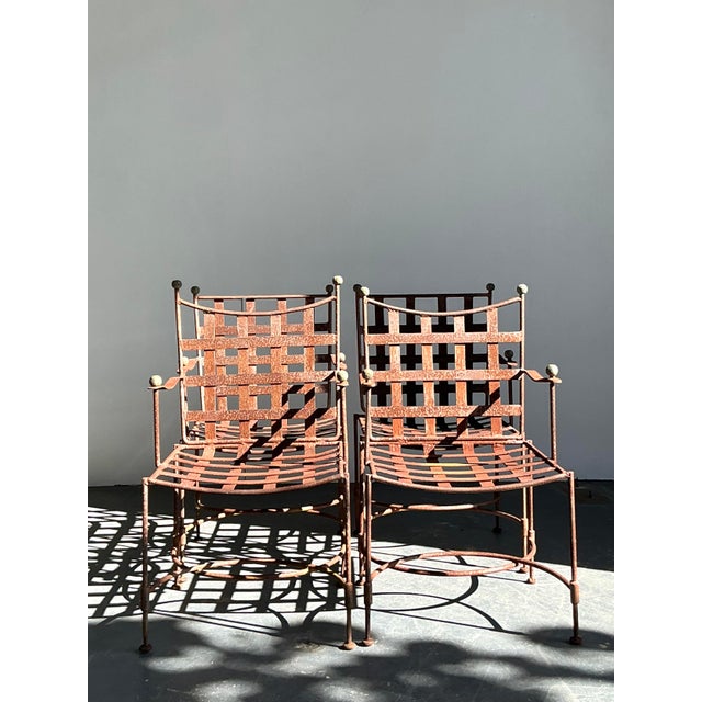 Mid-Century Modern Vintage Boho Distressed Maurizio Tempestini for Salterini “Amalfi” Outdoor Dining Chairs - Set of 4 For Sale - Image 3 of 12