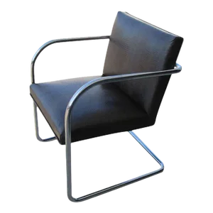 Thonet Mies Van Der Rohe Brno Chair With Embossed Leather, Attributed