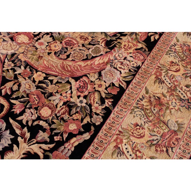 1990s Art Nouveau 1990's Pak-Persian Black/Beige Wool Rug - 9'1'' X 11'3'' For Sale - Image 5 of 9