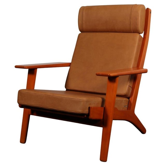 Wood Model 290A Lounge Chair in Beech and Leather attributed to Hans J. Wegner for Getama, 1990s For Sale - Image 7 of 7