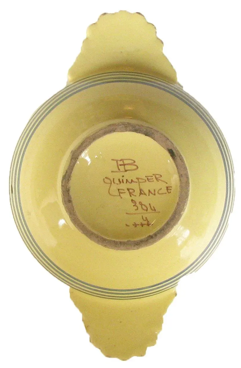 Lot De 4 Coquetiers Anciens Quimper – Céramique Jaune Soleil – Bretagne – S311