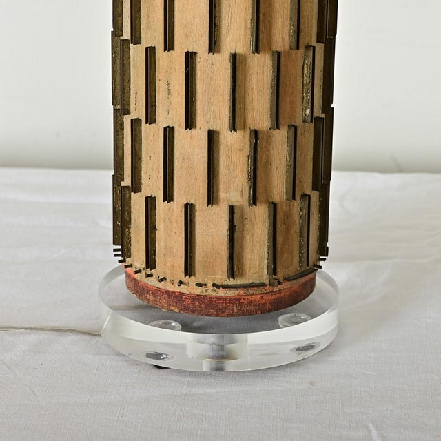 Modern Vintage Lamp Made From Wallpaper Ink Roller For Sale - Image 3 of 10