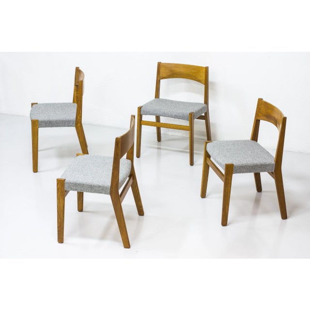 Set of four dining chairs designed by john vedel rieper. Produced in denmark by erhard rasmussen. First presented at the...
