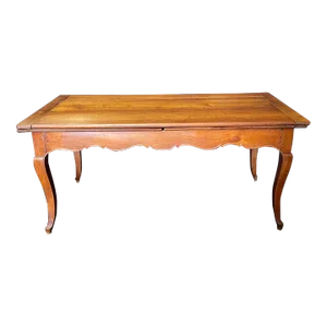 Extension 19th Century French Provincial Farmhouse Dining Table With Two Leaves