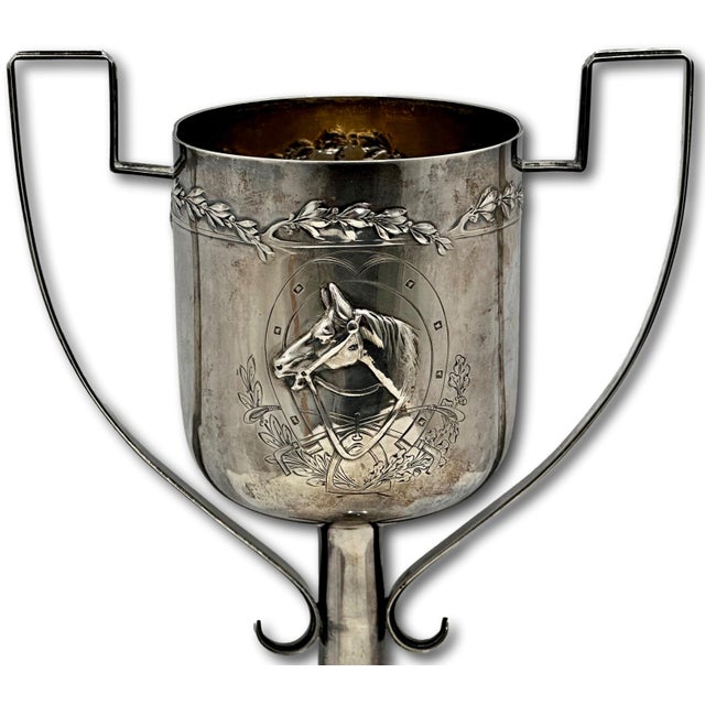 Outstanding Dated 1913 Completely Hand Made Sterling Silver San Miguel Brewery Sponser Horse Walk - Trot & Canter Class Trophy For Sale In Boston - Image 6 of 18