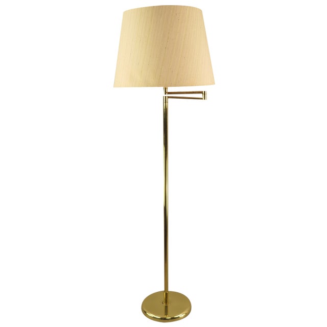 Vintage Brass Floor Lamp with Swivel Arm, Germany, 1970s For Sale