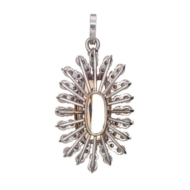 This is part of Chairish’s Fine Jewelry assortment. Finely detailed vintage precious natural imperial topaz & diamond...