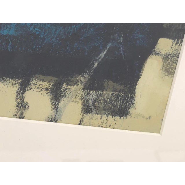 Blue Late 20th Century Modernist Original Harbor Scene with Fishing Boats Painting by Felipe Pérsico, Framed For Sale - Image 8 of 10