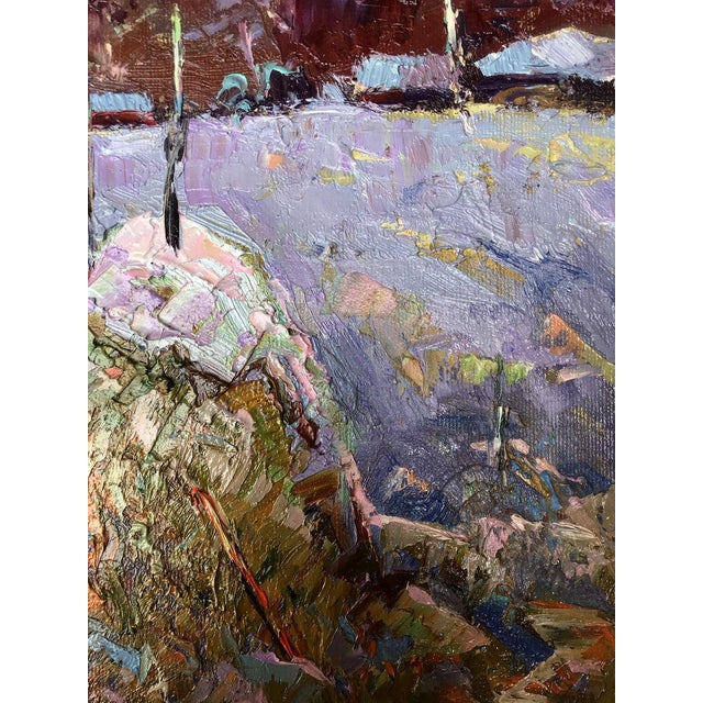 Textile Oil Painting Moonlit Night Oksana Ivanyuk For Sale - Image 7 of 12