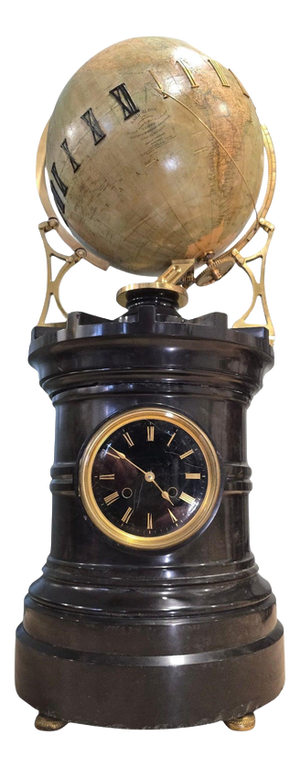 Orrery Tellurio Rotating Terrestrial Globe Clock by Ludw. Jul. Heymann, Leipzig, 1885