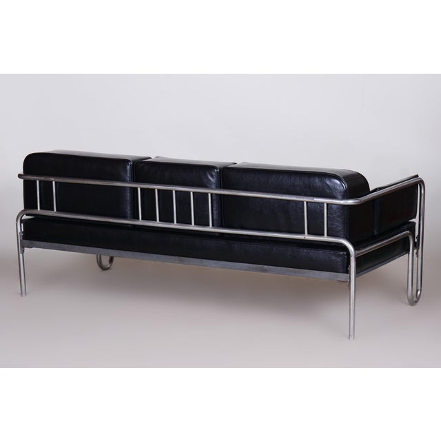 Bauhaus Bauhaus Sofa in Chrome, Steel and Leather, Czech, 1930s For Sale - Image 3 of 7